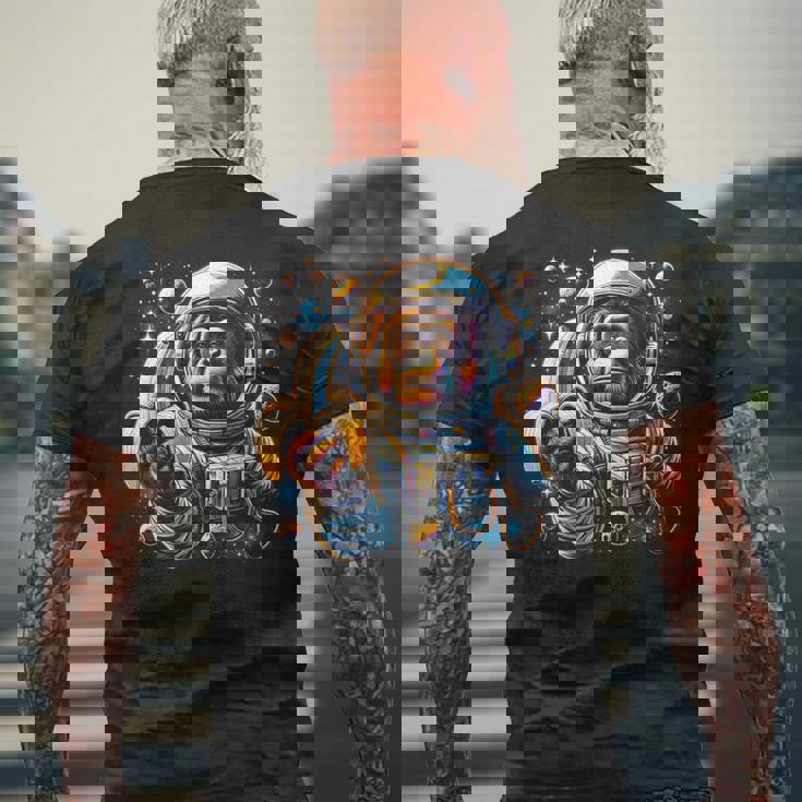 面白い サイケデリック 猿 宇宙飛行士 グラフィック メンズ メンズTシャツ バックプリント 高齢者への贈り物