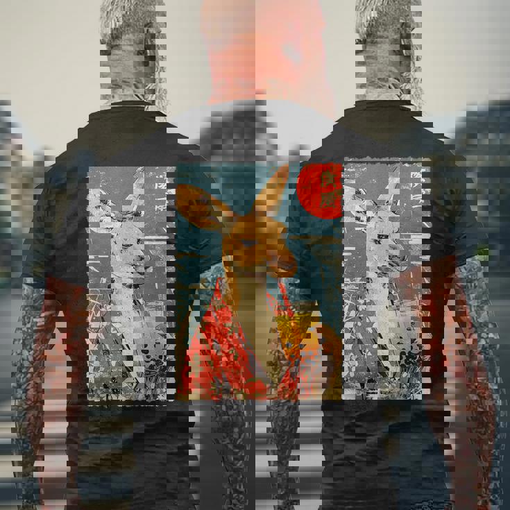 面白い バブル ボバ ティー かわいい 日本人 かわいい アニメ カンガルー。 メンズTシャツ バックプリント 高齢者への贈り物