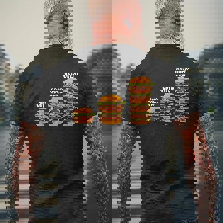 面白い バーグ バーガー バージェスト バーガー ハンバーガー チーズバーガー メンズTシャツ バックプリント 高齢者への贈り物