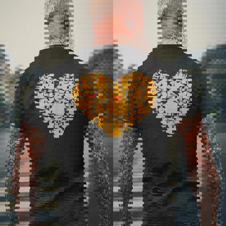 面白い ラバーダック ギフト メンズ レディース クールラバー アヒル ハート メンズTシャツ バックプリント 高齢者への贈り物