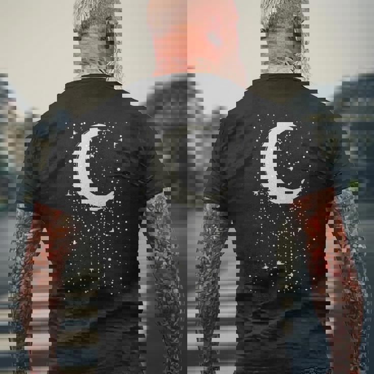 面白い 月 アート メンズ レディース キッズ 銀河 夜空 月 メンズTシャツ バックプリント 高齢者への贈り物