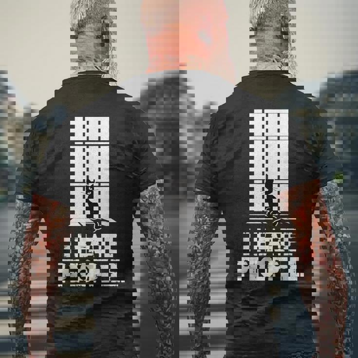 面白い 黒猫 反社会的ユーモア キティ 恋人 猫 ママ&パパ メンズTシャツ バックプリント 高齢者への贈り物