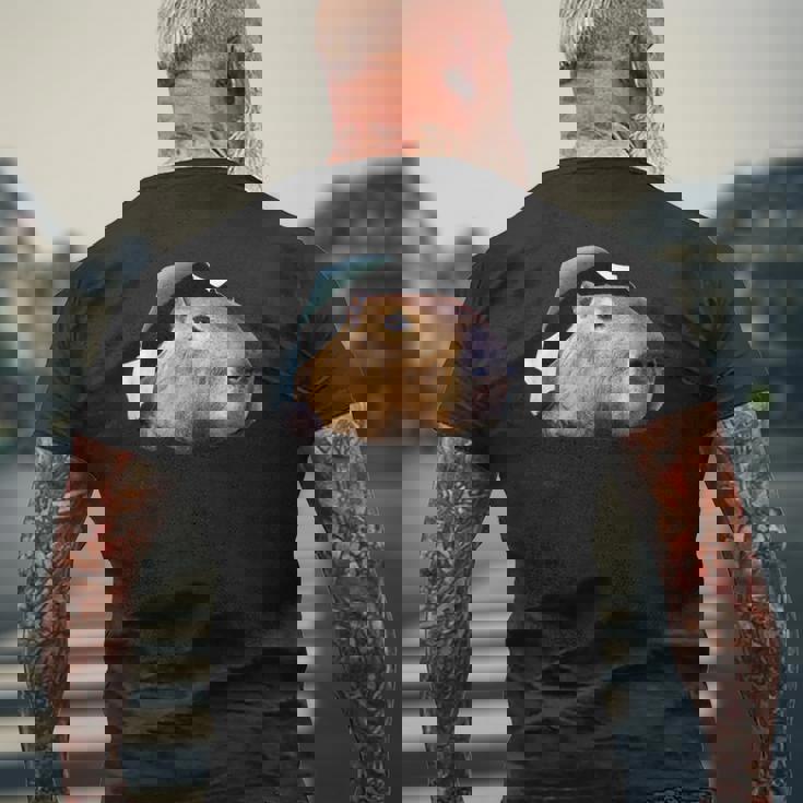 面白いtシャツ カピバラ メンズ げっ歯類 グッズ かわいい おもしろ 面白い 服 ネタ 動物 メンズTシャツ バックプリント 高齢者への贈り物