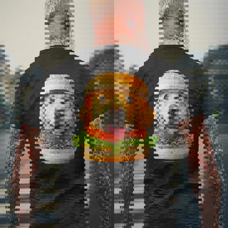 面白いtシャツ ゴールデンレトリバー 犬 ハンバーガー メンズ グッズ かわいい おもしろ 面白い 服 ネタ メンズTシャツ バックプリント 高齢者への贈り物