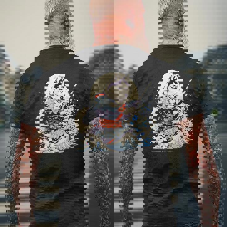 面白いtシャツ シベリアンハスキー 浮世絵 イヌ わんこ メンズ 犬好き グッズ おもしろ 面白い 服 ネタ メンズTシャツ バックプリント 高齢者への贈り物