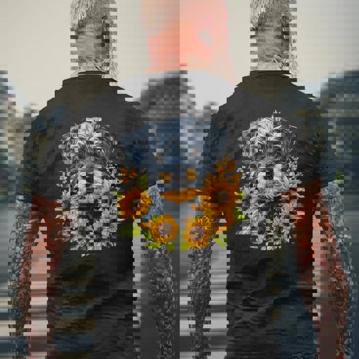 面白いtシャツ シュナウザー ひまわり イヌ メンズ 好き グッズ かわいい おもしろ 面白い 服 ネタ メンズTシャツ バックプリント 高齢者への贈り物