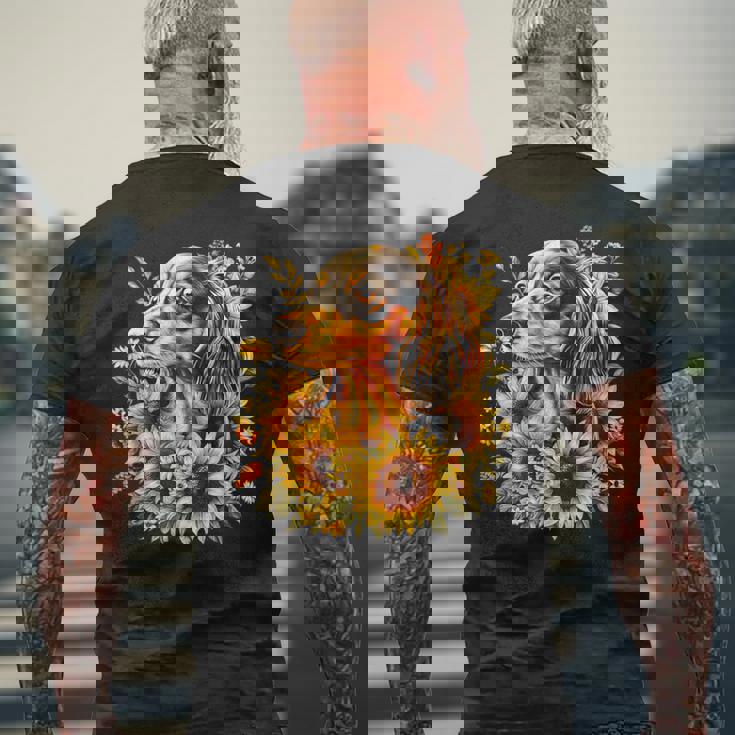 面白いtシャツ ダックスフンド ひまわり わんこ メンズ グッズ かわいい おもしろ 面白い 服 ネタ メンズTシャツ バックプリント 高齢者への贈り物