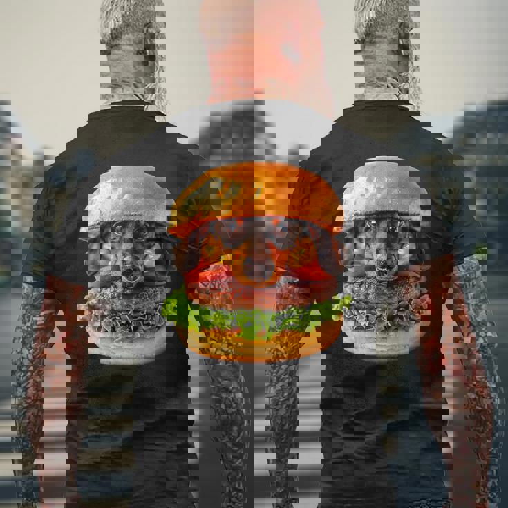 面白いtシャツ ダックスフンド 犬 ハンバーガー メンズ グッズ かわいい おもしろ 面白い 服 ネタ メンズTシャツ バックプリント 高齢者への贈り物