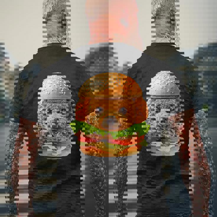 面白いtシャツ トイプードル 犬 ハンバーガー メンズ 犬好き グッズ かわいい おもしろ 面白い 服 ネタ メンズTシャツ バックプリント 高齢者への贈り物