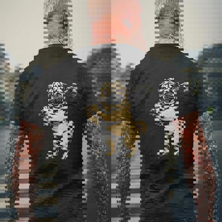 面白いtシャツ パグ ゴルフ イヌ わんこ メンズ 犬好き グッズ かわいい おもしろ 面白い 服 ネタ メンズTシャツ バックプリント 高齢者への贈り物