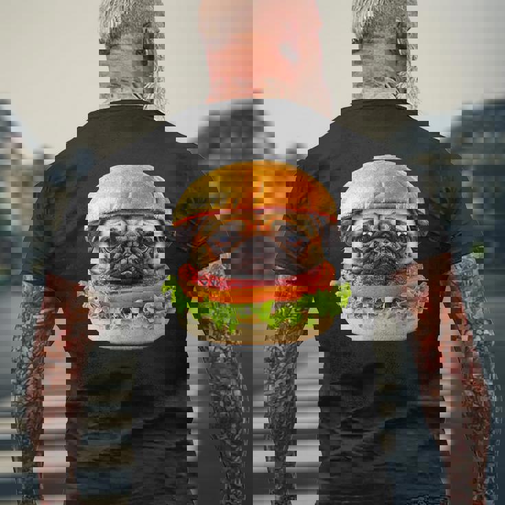 面白いtシャツ パグ 犬 ハンバーガー メンズ 犬好き グッズ かわいい おもしろ 面白い 服 ネタ メンズTシャツ バックプリント 高齢者への贈り物