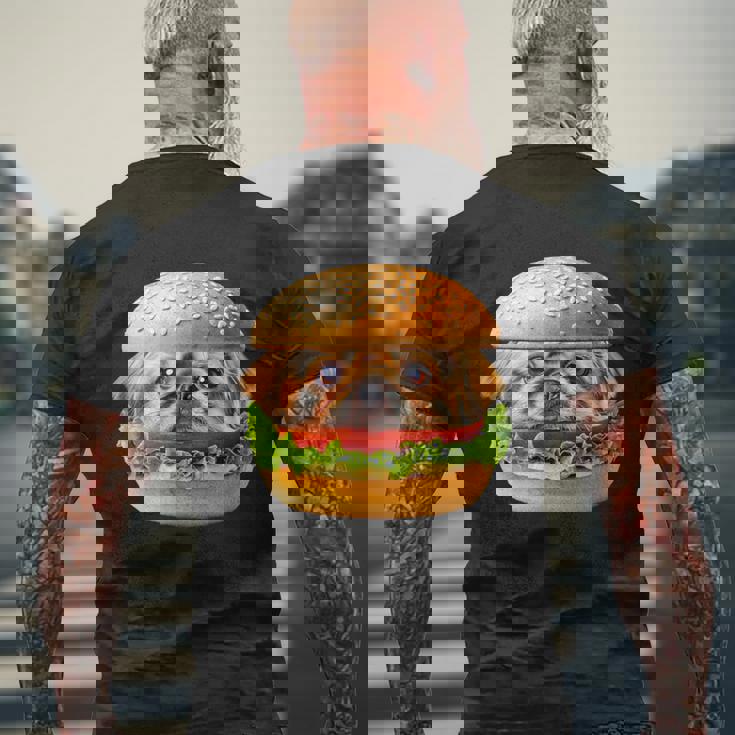 面白いtシャツ ペキニーズ 犬 イヌ ハンバーガー メンズ グッズ かわいい おもしろ 面白い 服 ネタ メンズTシャツ バックプリント 高齢者への贈り物