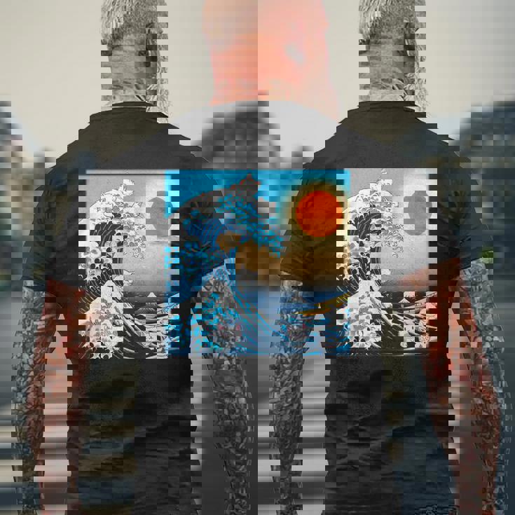 面白いtシャツ 猫 ネコ 浮世絵 海 メンズ 猫好き グッズ おもしろ 面白い 服 ネタ にゃんこ 猫の下僕 メンズTシャツ バックプリント 高齢者への贈り物