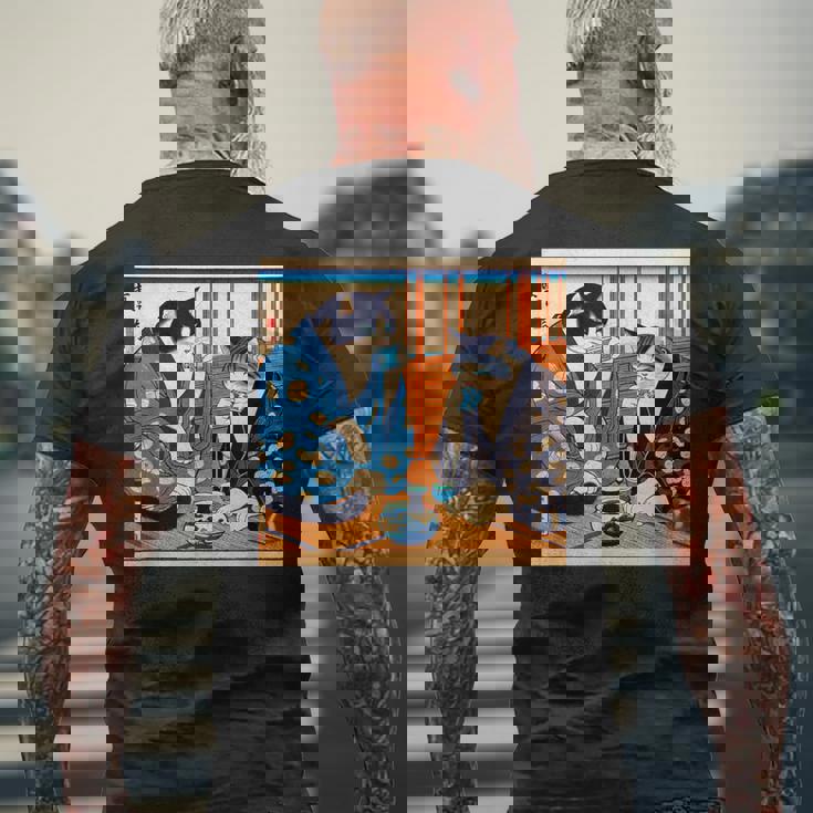 面白いtシャツ 猫 ネコ 酒 メンズ 猫好き グッズ おもしろ 面白い 服 ネタ にゃんこ 猫の下僕 浮世絵 メンズTシャツ バックプリント 高齢者への贈り物