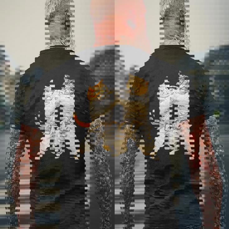 面白いtシャツ 猫 柔道 ネコ メンズ 猫好き グッズ おもしろ 面白い 服 ネタ にゃんこ 猫の下僕 柔術 メンズTシャツ バックプリント 高齢者への贈り物