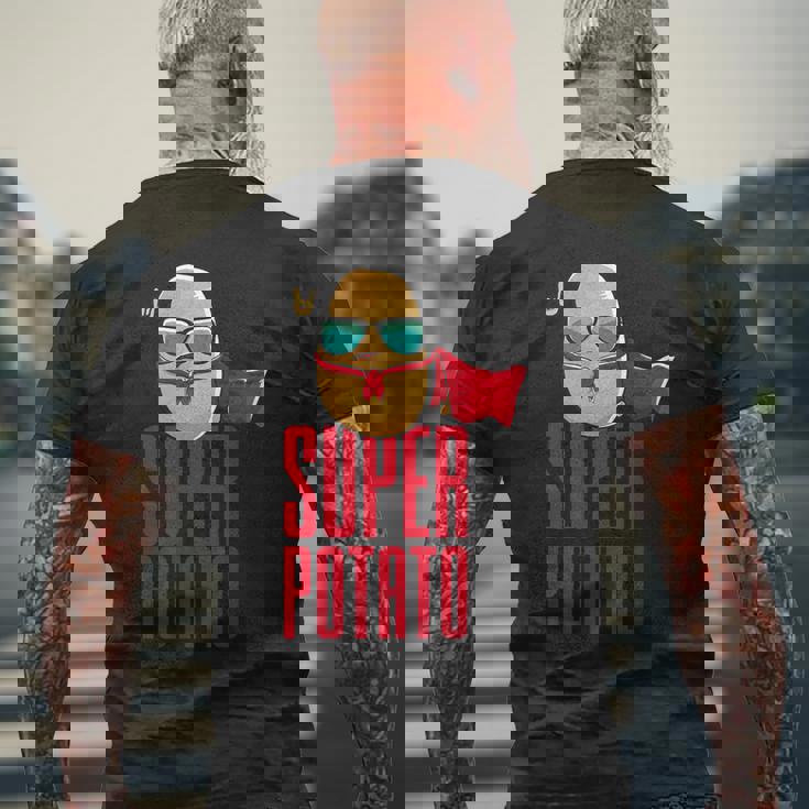 面白いかわいいスーパーポテトアニメ衣装グラフィックデザイン。 メンズTシャツ バックプリント 高齢者への贈り物