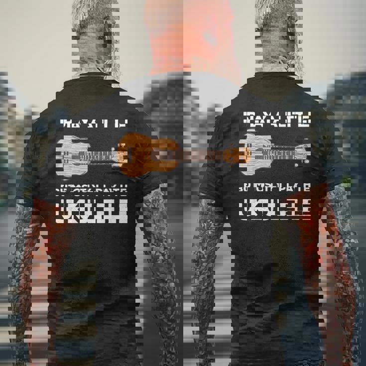 面白いウクレレ服ギターワードプレイ メンズTシャツ バックプリント 高齢者への贈り物