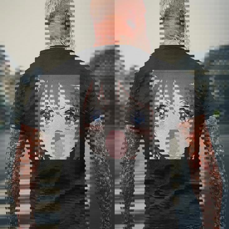 面白いカワイイガール 日本アニメ オタク メンズTシャツ バックプリント 高齢者への贈り物