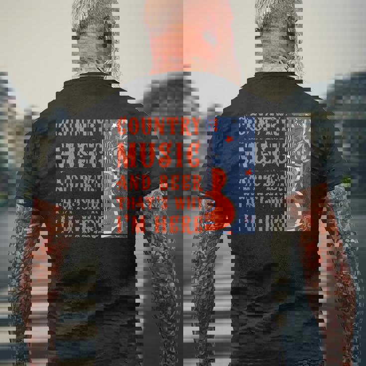 面白いカントリーミュージック&ビール音楽祭 アコースティックギター メンズTシャツ バックプリント 高齢者への贈り物