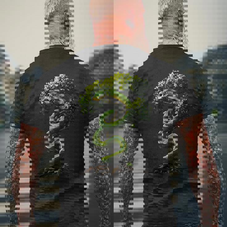 面白いグリーン ツリー パイソン愛好家ヘビ爬虫類 Green Tree Pythonnake Lover メンズTシャツ バックプリント 高齢者への贈り物