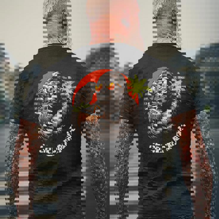 面白いゴリラココナッツグラフィックデザインギフトアイデア メンズTシャツ バックプリント 高齢者への贈り物
