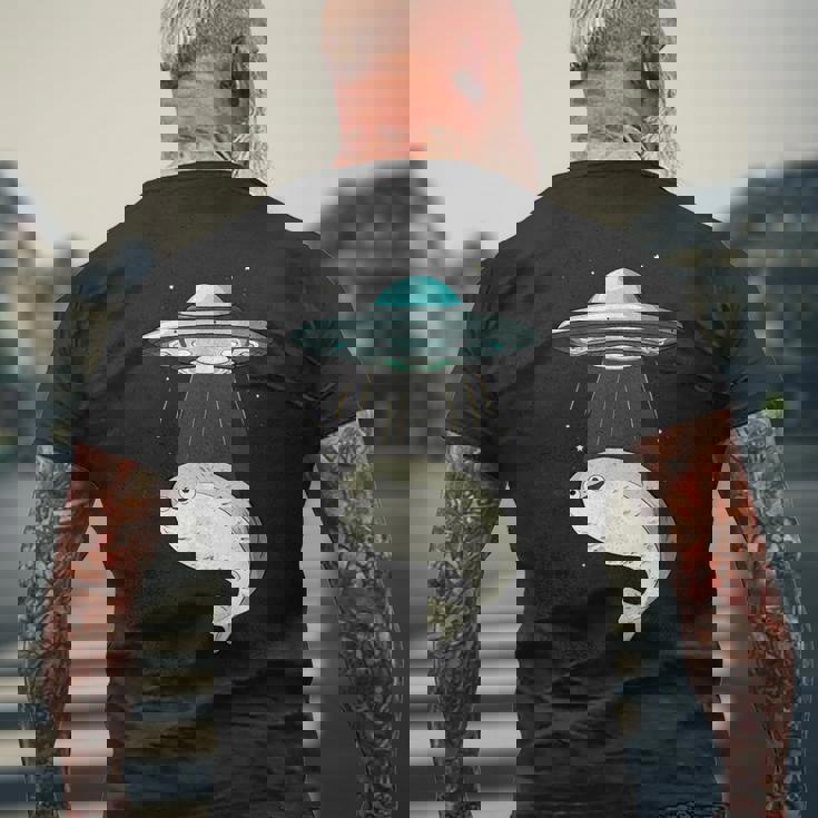 面白いサカバンバスピス フィッシュミーム Ufo アブダクション メンズTシャツ バックプリント 高齢者への贈り物