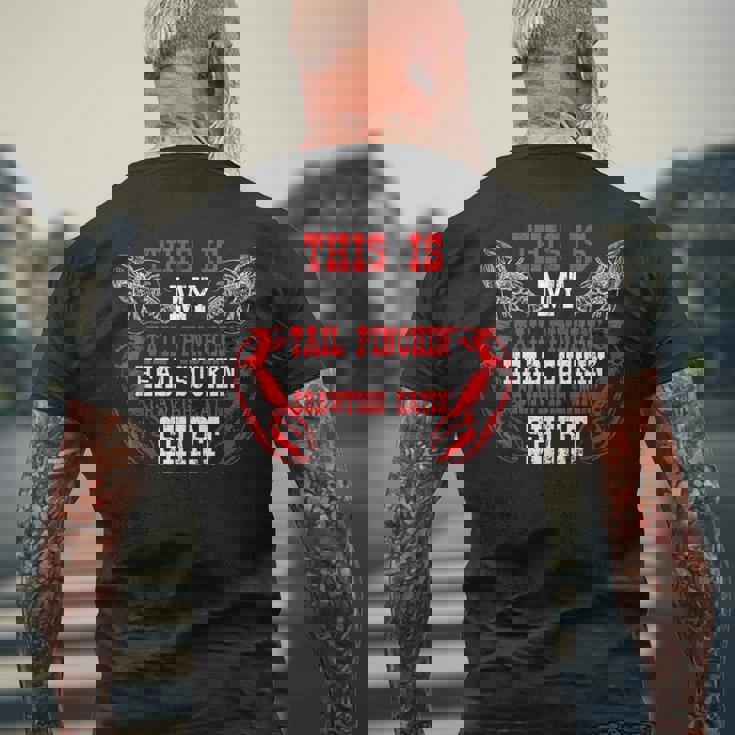 面白いザリガニの恋人シーフードザリガニを食べる メンズTシャツ バックプリント 高齢者への贈り物