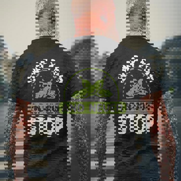 面白いスナップポップと決して止まらない日本料理 枝豆好き。 メンズTシャツ バックプリント 高齢者への贈り物