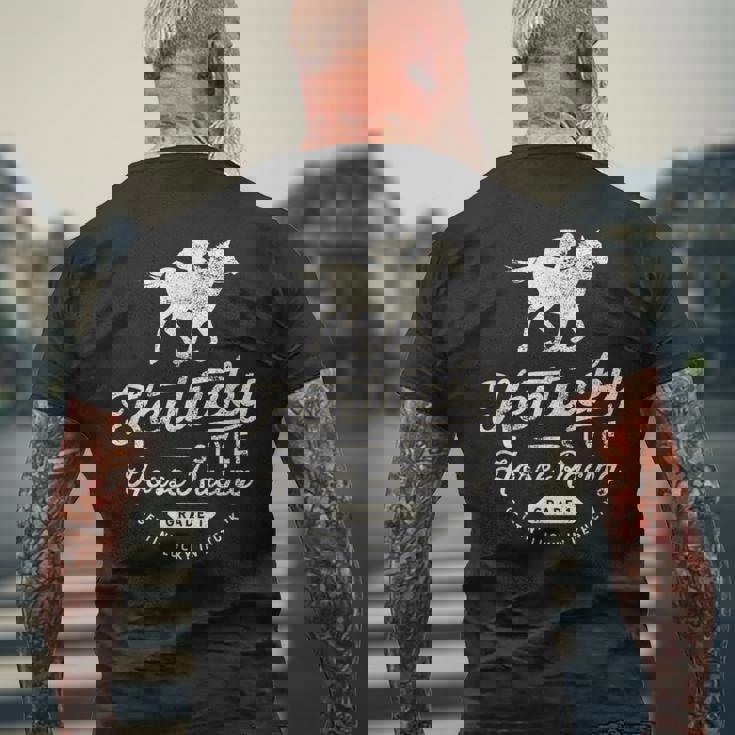 面白いダービーデー、ケンタッキースタイルの競馬 メンズTシャツ バックプリント 高齢者への贈り物