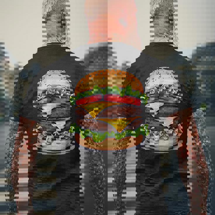 面白いチーズバーガーハンバーガーデザイン キッズ 男女兼用 メンズTシャツ バックプリント 高齢者への贈り物