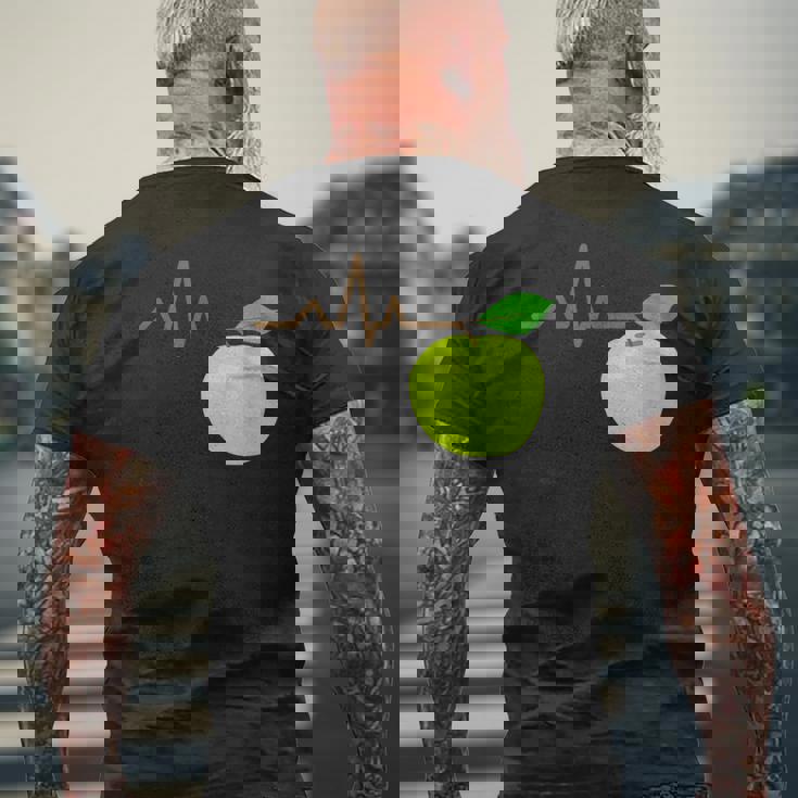 面白いハートビートekgアップルフルーツフルーツアップルギフト メンズTシャツ バックプリント 高齢者への贈り物