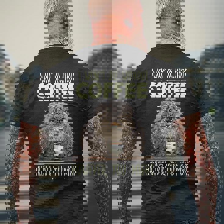 面白いパラス キャット コーヒー ドリンカーコーヒー愛好家 マヌルネコ メンズTシャツ バックプリント 高齢者への贈り物