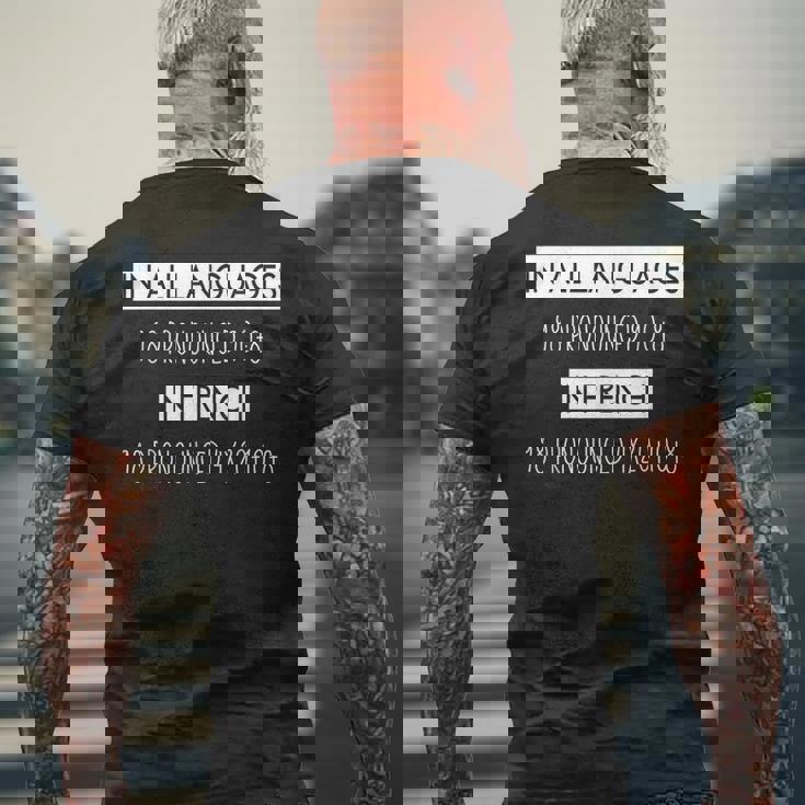 面白いフランス語 数字の発音 フランス語を学ぶギフト メンズTシャツ バックプリント 高齢者への贈り物