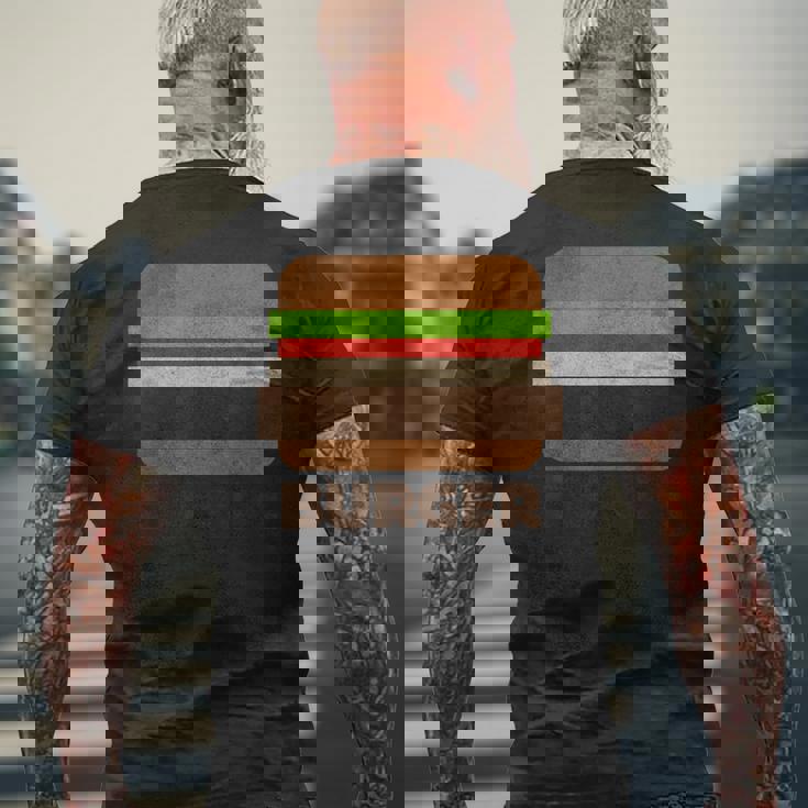 面白いフードハンバーガーのグラフィック。男性と男の子用。 メンズTシャツ バックプリント 高齢者への贈り物