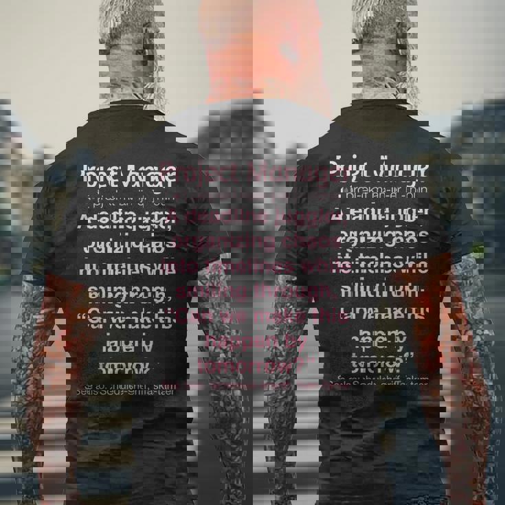 面白いプロジェクトマネージャー メンズTシャツ バックプリント 高齢者への贈り物