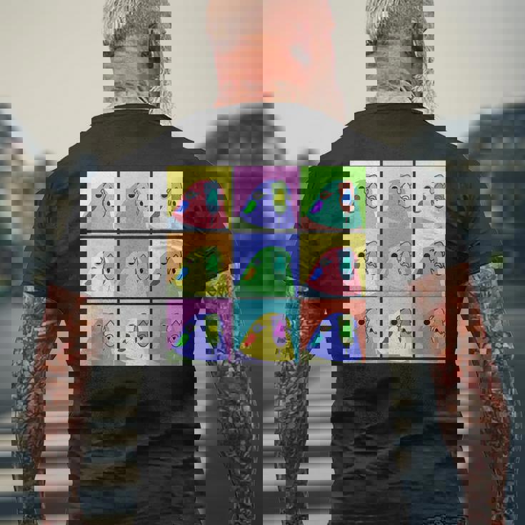 面白いポップアート オカメインコ かわいい鳥 オウム メンズTシャツ バックプリント 高齢者への贈り物