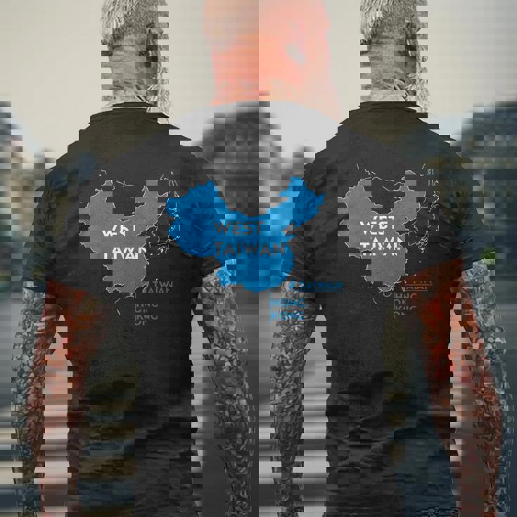 面白い中国地図西台湾 メンズTシャツ バックプリント 高齢者への贈り物