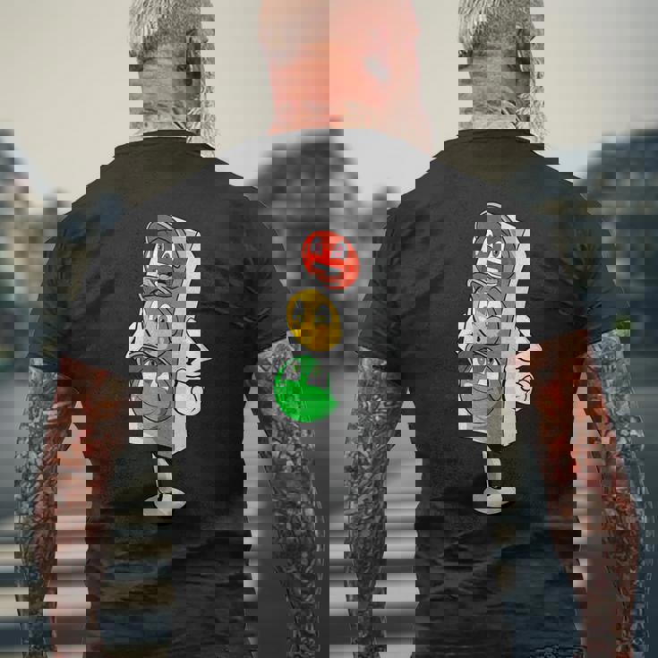 面白い信号機 コミック 漫画の信号機 メンズTシャツ バックプリント 高齢者への贈り物