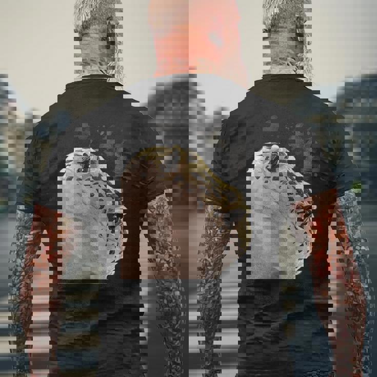 面白い好奇心が強い爬虫類ヒョウモントカゲモドキ メンズTシャツ バックプリント 高齢者への贈り物