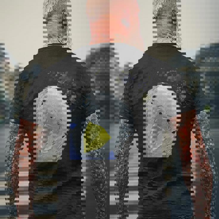 面白い好奇心インコのセキセイインコ メンズTシャツ バックプリント 高齢者への贈り物