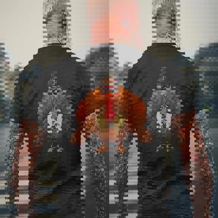 面白い感謝祭の七面鳥とサングラス皮肉なディナー メンズTシャツ バックプリント 高齢者への贈り物