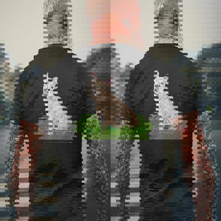 面白い手描きの犬-フレンチブルドッグ愛好家の贈り物 French Bulldogs Lovers メンズTシャツ バックプリント 高齢者への贈り物