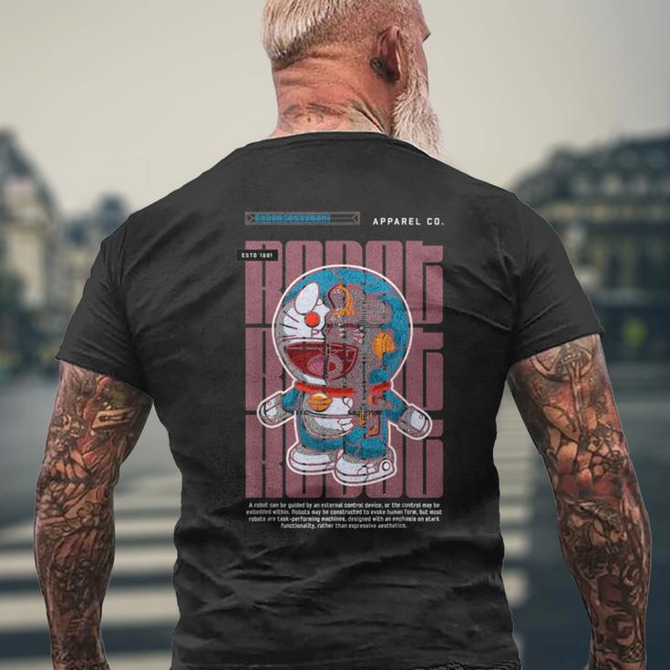 面白い日本のアニメスタイルアート ビンテージアニメ ロボットアートアニメ メンズTシャツ バックプリント 高齢者への贈り物