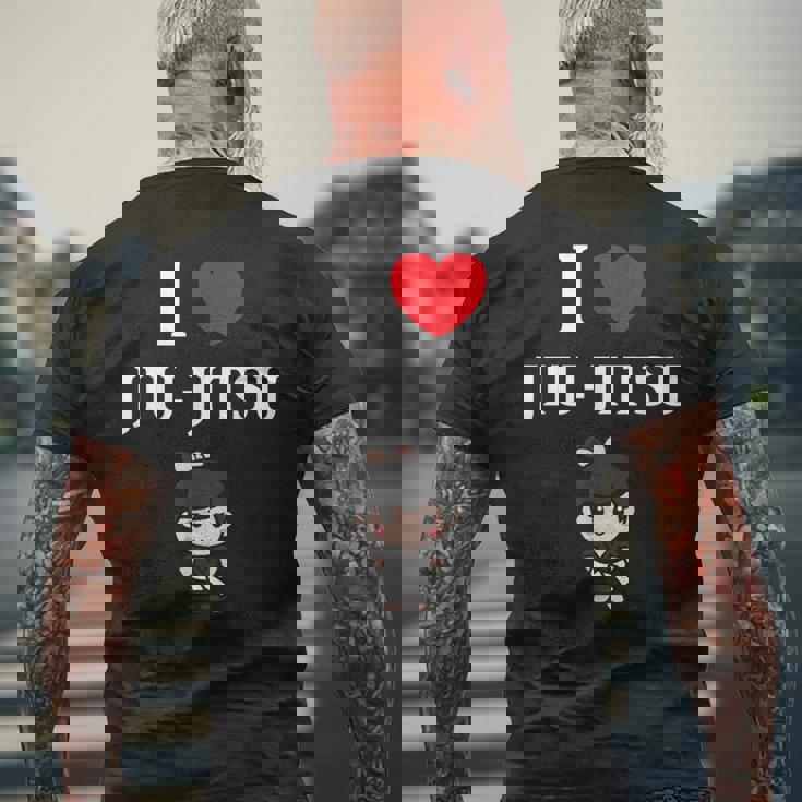 面白い柔術スポーツミニマリストかわいいシンプル柔術 I Love Jiu Jitsu メンズTシャツ バックプリント 高齢者への贈り物