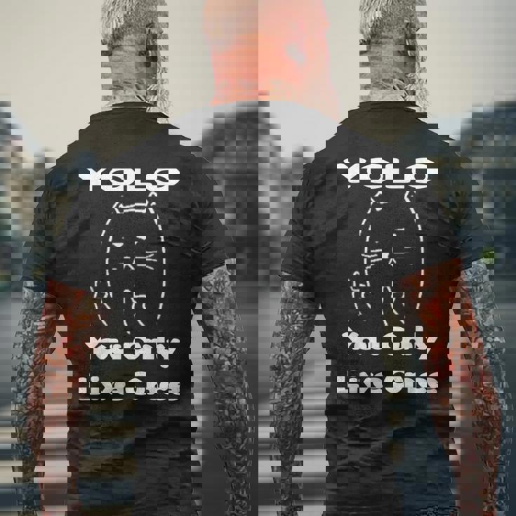 面白い猫 Tピースギフト Yolo 猫愛好家に メンズTシャツ バックプリント 高齢者への贈り物