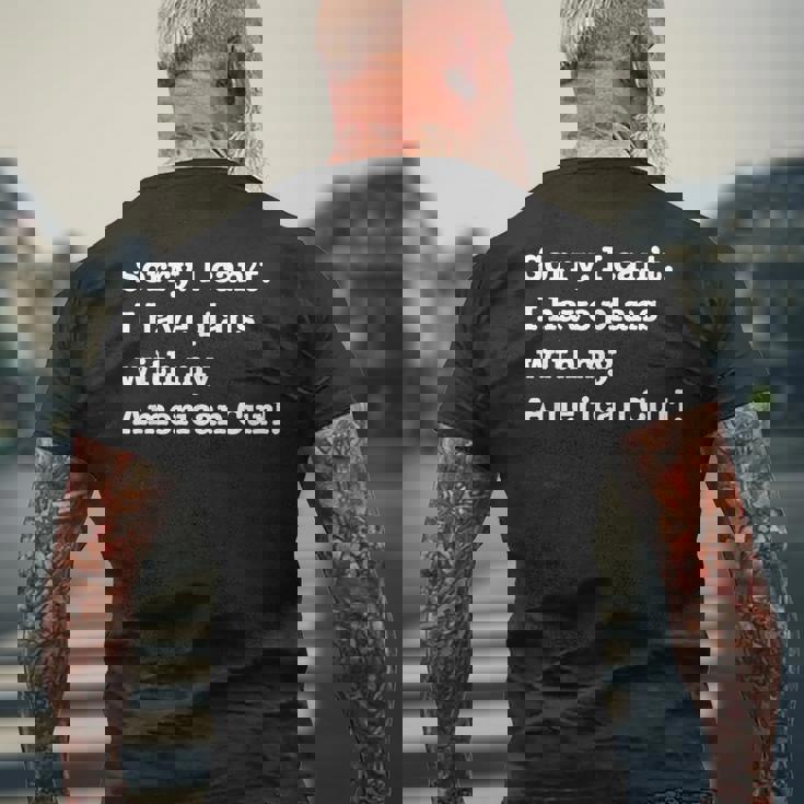 面白い皮肉 アメリカン カールの猫との計画があります メンズTシャツ バックプリント 高齢者への贈り物