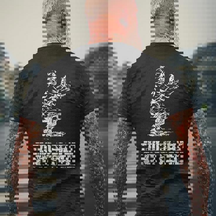 面白い野球選手キャッチャー ヴィンテージを盗んではなりません メンズTシャツ バックプリント 高齢者への贈り物