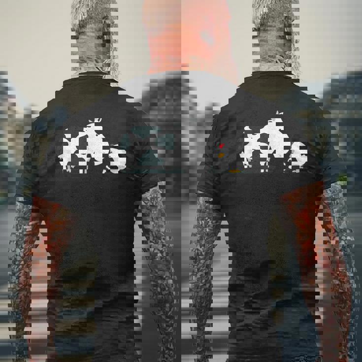 面白くてかわいい牛と鶏 牛柄 卵 漫画 メンズTシャツ バックプリント 高齢者への贈り物