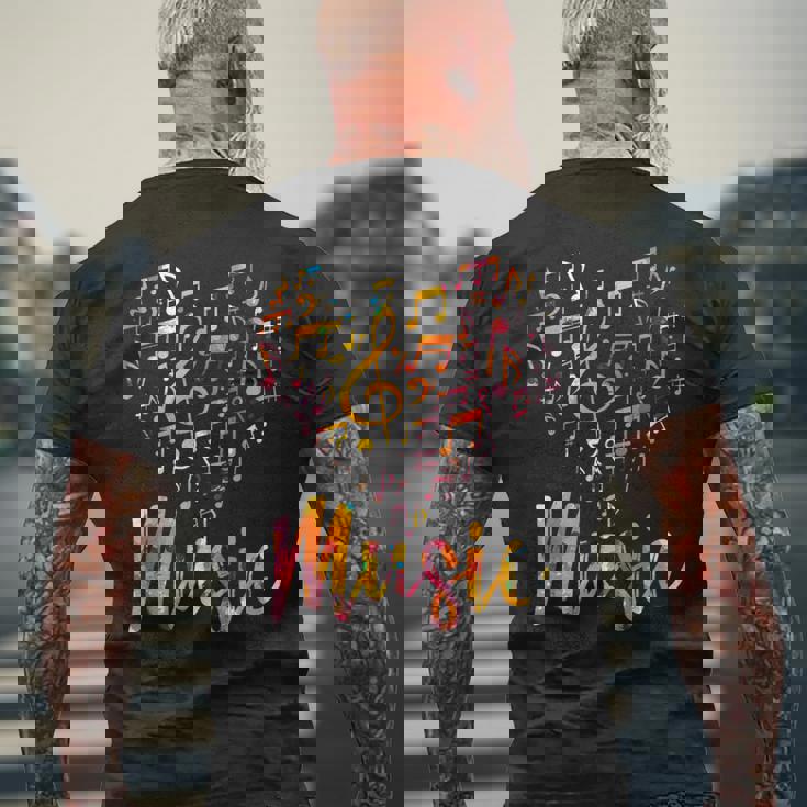 音楽家ギフト 楽器 音符 ト音記号 メンズTシャツ バックプリント 高齢者への贈り物