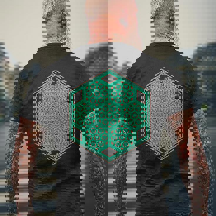 音楽祭 サイケデリックパターン テクノ トランス レイブ ゴア メンズTシャツ バックプリント 高齢者への贈り物